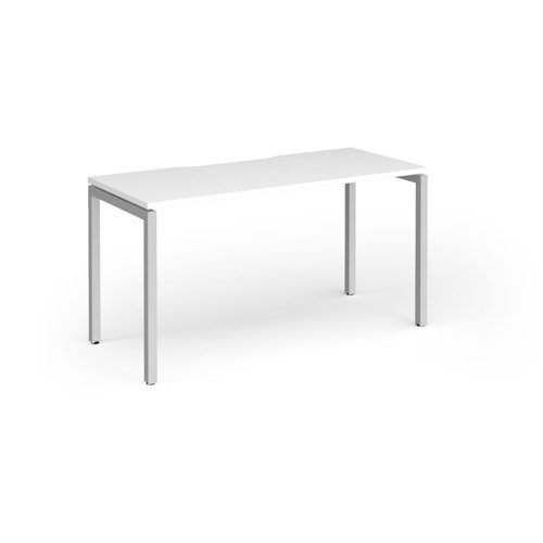 Connex Goal-Post 1400 x 600 x 725mm Single Desk - Silver Frame / White Top - GCO146-S-WH