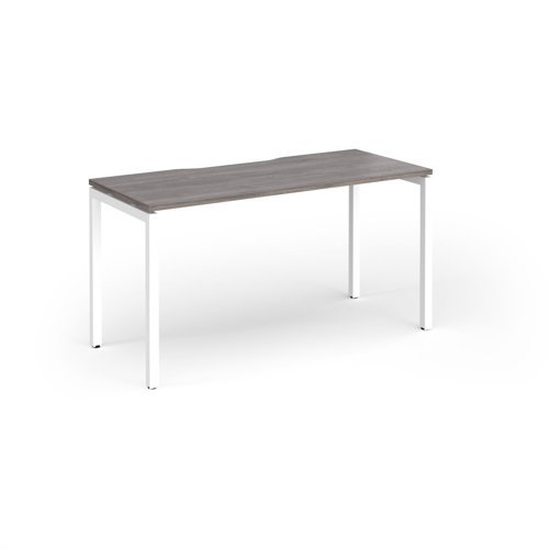 Connex Goal-Post 1400 x 600 x 725mm Single Desk - White Frame / Grey Oak Top - GCO146-WH-GO
