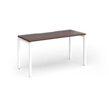 Connex Goal-Post 1400 x 600 x 725mm Single Desk - White Frame / Walnut Top - GCO146-WH-W