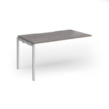 Connex Goal-Post 1400 x 800 x 725mm Single Add On Bay - Silver Frame / Grey Oak Top - GCO148-AB-S-GO