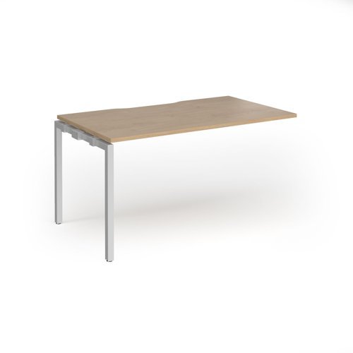 Connex Goal-Post 1400 x 800 x 725mm Single Add On Bay - Silver Frame / Kendal Oak Top - GCO148-AB-S-KO