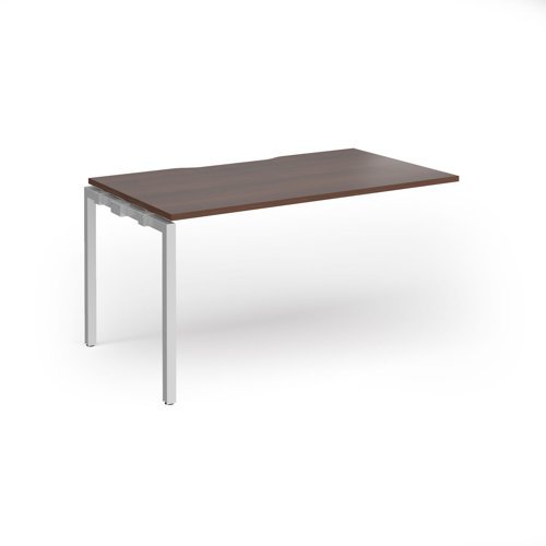 Connex Goal-Post 1400 x 800 x 725mm Single Add On Bay - Silver Frame / Walnut Top - GCO148-AB-S-W