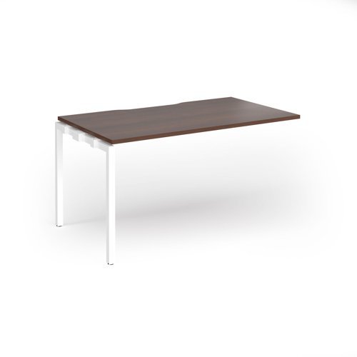Connex Goal-Post 1400 x 800 x 725mm Single Add On Bay - White Frame / Walnut Top - GCO148-AB-WH-W