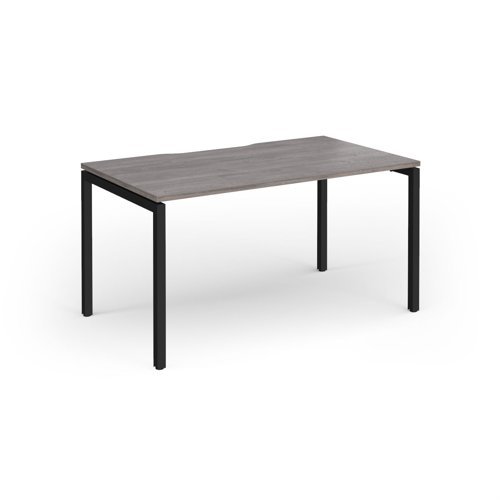 Connex Goal-Post 1400 x 800 x 725mm Single Desk - Black Frame / Grey Oak Top - GCO148-K-GO