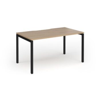 Connex Goal-Post 1400 x 800 x 725mm Single Desk - Black Frame / Kendal Oak Top - GCO148-K-KO