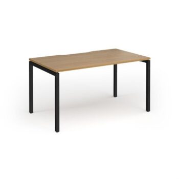 Connex Goal-Post 1400 x 800 x 725mm Single Desk - Black Frame / Oak Top - GCO148-K-O
