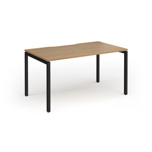 Connex Goal-Post 1400 x 800 x 725mm Single Desk - Black Frame / Oak Top - GCO148-K-O