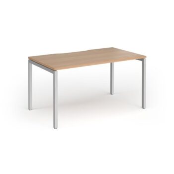 Connex Goal-Post 1400 x 800 x 725mm Single Desk - Silver Frame / Beech Top - GCO148-S-B
