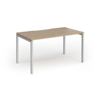 Connex Goal-Post 1400 x 800 x 725mm Single Desk - Silver Frame / Kendal Oak Top - GCO148-S-KO