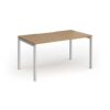 Connex Goal-Post 1400 x 800 x 725mm Single Desk - Silver Frame / Oak Top - GCO148-S-O
