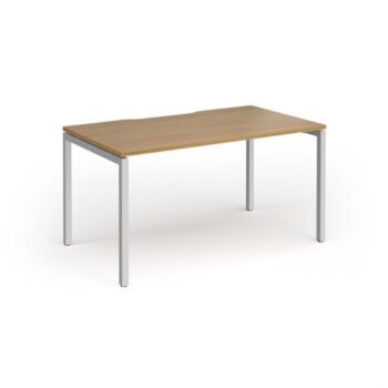 Connex Goal-Post 1400 x 800 x 725mm Single Desk - Silver Frame / Oak Top - GCO148-S-O