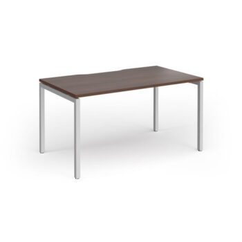 Connex Goal-Post 1400 x 800 x 725mm Single Desk - Silver Frame / Walnut Top - GCO148-S-W