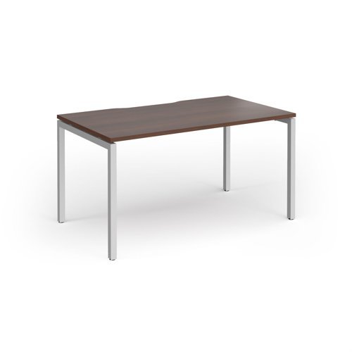 Connex Goal-Post 1400 x 800 x 725mm Single Desk - Silver Frame / Walnut Top - GCO148-S-W
