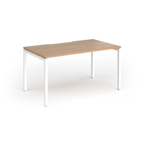 Connex Goal-Post 1400 x 800 x 725mm Single Desk - White Frame / Beech Top - GCO148-WH-B