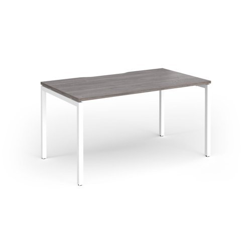 Connex Goal-Post 1400 x 800 x 725mm Single Desk - White Frame / Grey Oak Top - GCO148-WH-GO