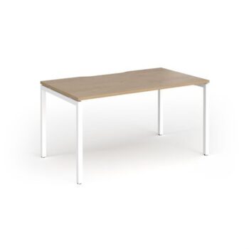 Connex Goal-Post 1400 x 800 x 725mm Single Desk - White Frame / Kendal Oak Top - GCO148-WH-KO