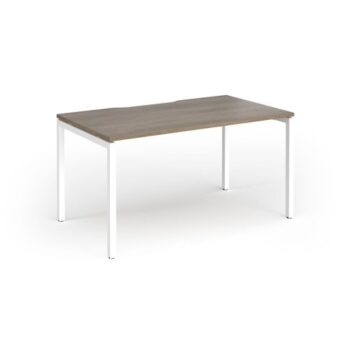 Connex Goal-Post 1400 x 800 x 725mm Single Desk - White Frame / Nebraska Oak Top - GCO148-WH-NO