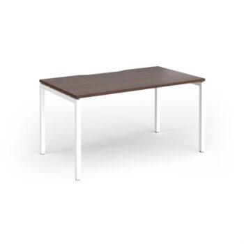 Connex Goal-Post 1400 x 800 x 725mm Single Desk - White Frame / Walnut Top - GCO148-WH-W