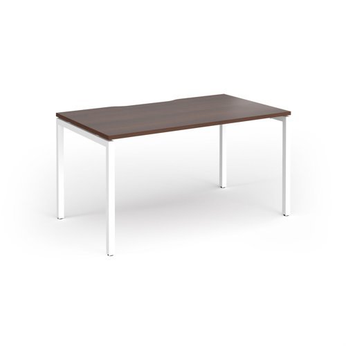 Connex Goal-Post 1400 x 800 x 725mm Single Desk - White Frame / Walnut Top - GCO148-WH-W