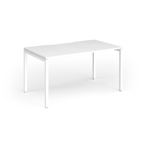 Connex Goal-Post 1400 x 800 x 725mm Single Desk - White Frame / White Top - GCO148-WH-WH