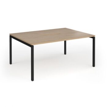 Connex Goal-Post 1600 x 1200 x 725mm Back to Back Desk ( 2 x 1600mm ) - Black Frame / Kendal Oak Top - GCO1612-K-KO