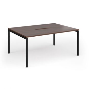 Connex Goal-Post 1600 x 1200 x 725mm Back to Back Desk ( 2 x 1600mm ) - Black Frame / Walnut Top - GCO1612-K-W