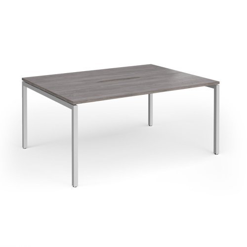 Connex Goal-Post 1600 x 1200 x 725mm Back to Back Desk ( 2 x 1600mm ) - Silver Frame / Grey Oak Top - GCO1612-S-GO