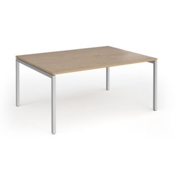 Connex Goal-Post 1600 x 1200 x 725mm Back to Back Desk ( 2 x 1600mm ) - Silver Frame / Kendal Oak Top - GCO1612-S-KO