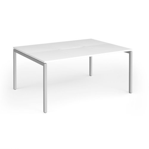 Connex Goal-Post 1600 x 1200 x 725mm Back to Back Desk ( 2 x 1600mm ) - Silver Frame / White Top - GCO1612-S-WH