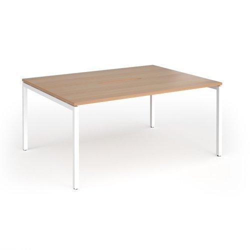 Connex Goal-Post 1600 x 1200 x 725mm Back to Back Desk ( 2 x 1600mm ) - White Frame / Beech Top - GCO1612-WH-B