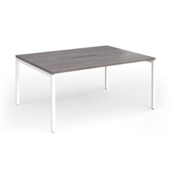 Connex Goal-Post 1600 x 1200 x 725mm Back to Back Desk ( 2 x 1600mm ) - White Frame / Grey Oak Top - GCO1612-WH-GO