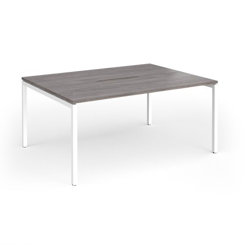 Connex Goal-Post 1600 x 1200 x 725mm Back to Back Desk ( 2 x 1600mm ) - White Frame / Grey Oak Top - GCO1612-WH-GO
