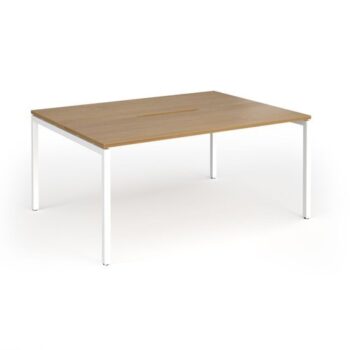 Connex Goal-Post 1600 x 1200 x 725mm Back to Back Desk ( 2 x 1600mm ) - White Frame / Oak Top - GCO1612-WH-O