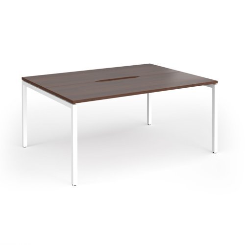 Connex Goal-Post 1600 x 1200 x 725mm Back to Back Desk ( 2 x 1600mm ) - White Frame / Walnut Top - GCO1612-WH-W