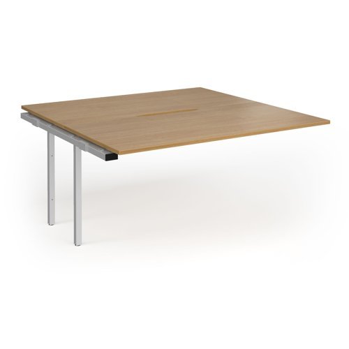 Connex Goal-Post 1600 x 1600 x 725mm Back to Back Add On Bay - Silver Frame / Oak Top - GCO1616-AB-S-O