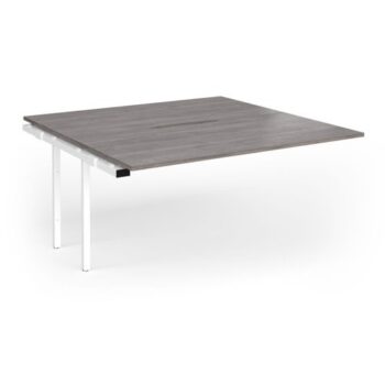 Connex Goal-Post 1600 x 1600 x 725mm Back to Back Add On Bay - White Frame / Grey Oak Top - GCO1616-AB-WH-GO
