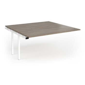 Connex Goal-Post 1600 x 1600 x 725mm Back to Back Add On Bay - White Frame / Nebraska Oak Top - GCO1616-AB-WH-NO