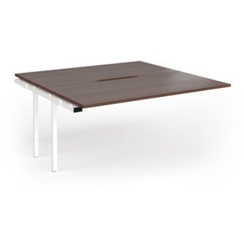 Connex Goal-Post 1600 x 1600 x 725mm Back to Back Add On Bay - White Frame / Walnut Top - GCO1616-AB-WH-W
