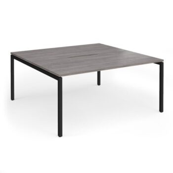 Connex Goal-Post 1600 x 1600 x 725mm Back to Back Desk ( 2 x 1600mm ) - Black Frame / Grey Oak Top - GCO1616-K-GO