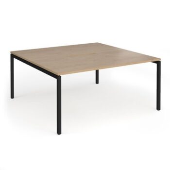 Connex Goal-Post 1600 x 1600 x 725mm Back to Back Desk ( 2 x 1600mm ) - Black Frame / Kendal Oak Top - GCO1616-K-KO
