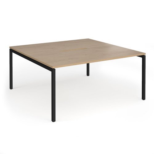Connex Goal-Post 1600 x 1600 x 725mm Back to Back Desk ( 2 x 1600mm ) - Black Frame / Kendal Oak Top - GCO1616-K-KO