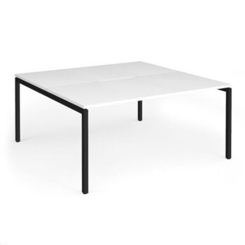 Connex Goal-Post 1600 x 1600 x 725mm Back to Back Desk ( 2 x 1600mm ) - Black Frame / White Top - GCO1616-K-WH