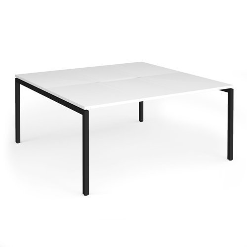 Connex Goal-Post 1600 x 1600 x 725mm Back to Back Desk ( 2 x 1600mm ) - Black Frame / White Top - GCO1616-K-WH