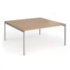 Connex Goal-Post 1600 x 1600 x 725mm Back to Back Desk ( 2 x 1600mm ) - Silver Frame / Beech Top - GCO1616-S-B