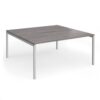 Connex Goal-Post 1600 x 1600 x 725mm Back to Back Desk ( 2 x 1600mm ) - Silver Frame / Grey Oak Top - GCO1616-S-GO