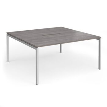 Connex Goal-Post 1600 x 1600 x 725mm Back to Back Desk ( 2 x 1600mm ) - Silver Frame / Grey Oak Top - GCO1616-S-GO