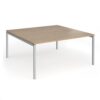 Connex Goal-Post 1600 x 1600 x 725mm Back to Back Desk ( 2 x 1600mm ) - Silver Frame / Kendal Oak Top - GCO1616-S-KO