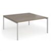 Connex Goal-Post 1600 x 1600 x 725mm Back to Back Desk ( 2 x 1600mm ) - Silver Frame / Nebraska Oak Top - GCO1616-S-NO