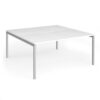 Connex Goal-Post 1600 x 1600 x 725mm Back to Back Desk ( 2 x 1600mm ) - Silver Frame / White Top - GCO1616-S-WH