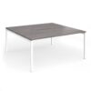 Connex Goal-Post 1600 x 1600 x 725mm Back to Back Desk ( 2 x 1600mm ) - White Frame / Grey Oak Top - GCO1616-WH-GO